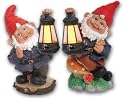 GARDEN GNOME WITH SOLAR LANTERN SET OF TWO/ ORNAMENT/ NEW