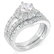 Sterling Silver Cubic Zirconia CZ Wedding Engagement Ring Set