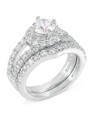 Sterling Silver Cubic Zirconia Cz Wedding Engagement Ring Set Sz 8 by 