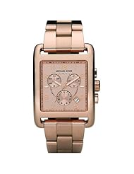 Womens Rose Gold Tone Square Quartz Day Date Chronograph Link Bracelet