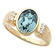 14K Yellow Gold Aquamarine and Diamond Ring