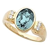14K Yellow Gold Aquamarine and Diamond Ring