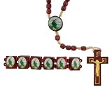 St Jude Rosary and Matching Adjustable Wood Bracelet - 12.5'' Rosary Length