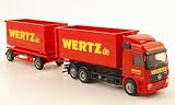 Mercedes Actros L 02 camion-benne-camion avec remorque, Wertz, Model Car, Miniature déjà montée, Herpa 1:87