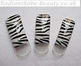 100 Zebra Print Nail Art Tips for Artificial Nails - 10 each of sizes 1 - 10