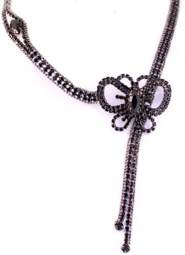 Summer Black Tone Big Butterfly Chain Belt with Rhinestone Accents