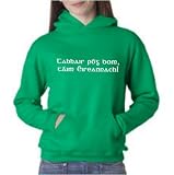 Youth Kelly Green Hoodie by Jerzees : Tabhair pog dom, taim Eireannach! - Kiss Me, I'm Irish (in Irish) for St Patricks Day