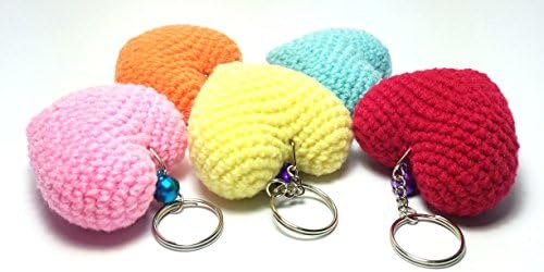 Heart Handmade Crochet Set (5 Colors), Key Chain for Handbag or Decoration