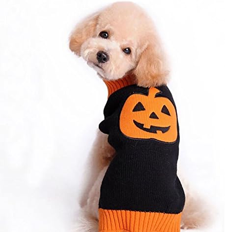 Kasit Pet Dogs Clothes Black and Orange Pumpkin Sweater for Small Medium Dogs XXS-XXL (XXS)