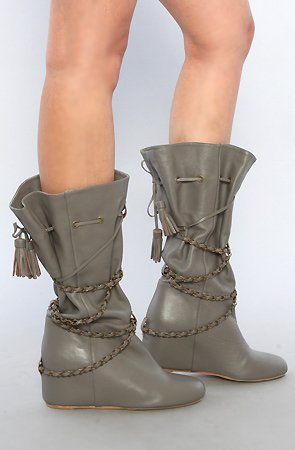 80%20 The Bobbie Gathered Hidden Wedge Boot in Gray,Shoes for Women from 80%20