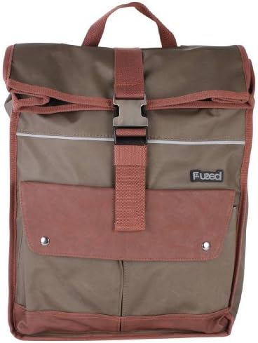 Khaki/Tan Coated Canvas Roll Top Backpack by Fused