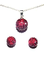 Give a gift with meaning. BIRTHSTONE FOR JANUARY. 10mm 0.4 inch Garnet ball pendant necklace on 18 inch 46cm rolo cable chain with matching 8mm 0.31 inches stud earrings. Made using solid sterling silver 925 and swarovski crystals. For other Birthstones please type Decorum Jewellery into the search bar.