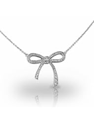 Platinum A Whimsical Ribbon Bow set with Round Brilliant Diamonds. 1/2 CTW
