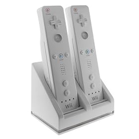 Dual Wii Blue Light Charger and 2 Rechargeable Battery Packs