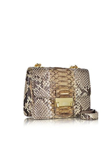 GHIBLI WOMEN'S 4383667 BROWN PYTHON SKIN SHOULDER BAG