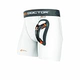 Shock Doctor Men's 232 Ultra Boxer Length with Ultra Carbon Flex Cup Compression Short (White/Medium)