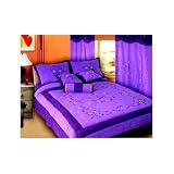 7 PCS Purple Micro Suede Emb' Design Comforter Set Bedding in Bag