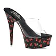 6 Inch High Heel Shoes Red Cherries Black Platform Shoes Open Toe