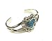 Pewter Silver Cuff Bracelet with Genuine Turquoise Heart Made in USA