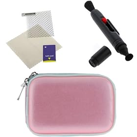 GTMax Pink Universal Camera Eva Case + Camera LCD Lens Pen Pocket Cleaning Brush + Universal LCD Screen Protector for Samsung MV900, ST66, ST200, DV300F, ST76, MV800, PL100 PL120 PL170 PL210 WB210 WB700 SH100 ST65 ST90 ST700 ES80 Digital Cameras