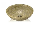 SV-14-ONYX MOSAIC Stone Vessel Round Bowl Above Counter Bath Sink