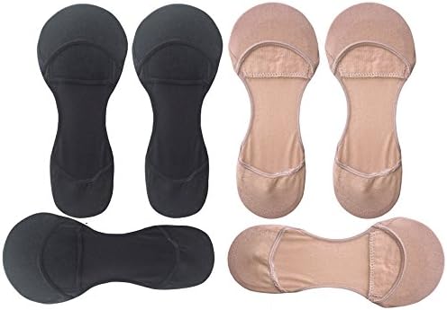 CAcB Women's Ultra Low Cut Hidden Liner Socks,3 sizes (Small (5 - 8), Nude 3 + Black 3)