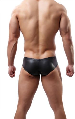 Tight Short Black Leather Shorts Leather Hoop Boxers Soft Smooth Underwear C 7 (l, Black)