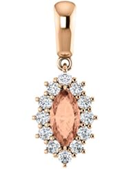 18K Rose Gold 8.00x4.00mm Marquise Cut Imperial Topaz and Diamond Pendant -- LIFETIME WARRANTY
