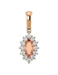 14K Rose Gold 8.00x4.00mm Marquise Cut Imperial Topaz and Diamond Pendant -- LIFETIME WARRANTY