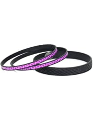 Ted Rossi Medium Lizard Leather and Metal Mix Azalea and Black Bangle Bracelet