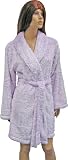 Damen Wellness Mikro-Teddy-Plüsch Morgenmantel,S,lilac lilies