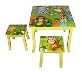 4Gr8 Kidz Jungle Series Kids Wooden Square Table and Chairs Set
