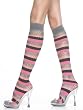Knee Hi Socks Stripes Solid Black or Multi Colored Pink Gray Black