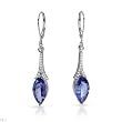 Earrings With 6.19ctw Precious Stones - Genuine Diamonds and Tanzanites Made of 14K White Gold Length 45mm