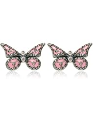 Sterling Silver Marcasite Epoxy Butterfly Post Earrings