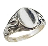 Victorian Style Sterling Silver Winged Dragon Signet Ring