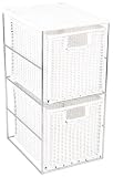 White Resin & Chrome 2 Drawer Tower