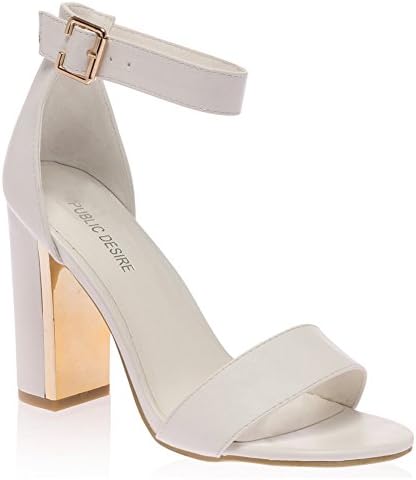 My1stWish Women's Block Heel Buckle Sandals Shoes Size 10 White PU