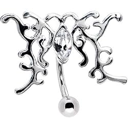 Top Drop Tribal Clear Gem Belly Ring