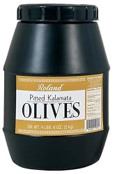 Roland Pitted Kalamata Olives from Greece, 4LBS, 6-Ounces Jug
