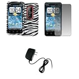 EMPIRE Black and White Zebra Stripes Rubberized Design Hard Case Cover + Sc ....