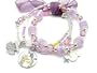 Childrens or Kids Horse Charm Pink Beaded Stretch Bracelet Set
