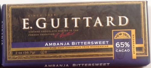 E. Guittard Ambanja Bittersweet Bar - 65% Cacao Made with Dark Chocolate from Madagascar (12 pack)