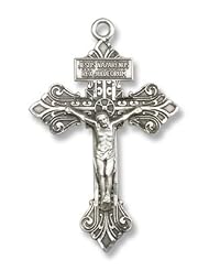 Sterling Silver Crucifix Pendant Stainless Silver Heavy Curb Chain