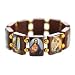 Wood Stretch Bracelet With Christian Jesus And Mary Images 17mm Image