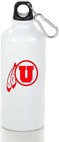 EVALY University Of UTAH Portable Outdoor Sport Water Bottle White With Carabiner Hook,400-600ml /6.5OZ
