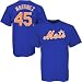 Pedro Martinez Youth T-Shirt - New York Mets #45 Pedro Martinez Name and Number S/S Blue Tee - M 10-12