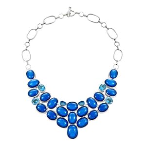 Pugster Chunky Bubble Sapphire Blue Bib Statement Water Drop Necklace Fashion Jewelry For Women