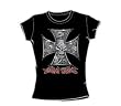 Lethal Threat - Skull Cross - Jrs Black Sheer Cap Sleeve T-Shirt For Women