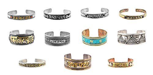 Tibetan Om Mani Padme Hum Yoga Meditation Mantra Cuff Bracelet